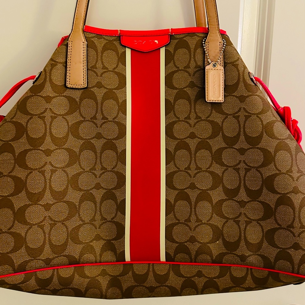 Coach Brown and Red Shoulder Bag